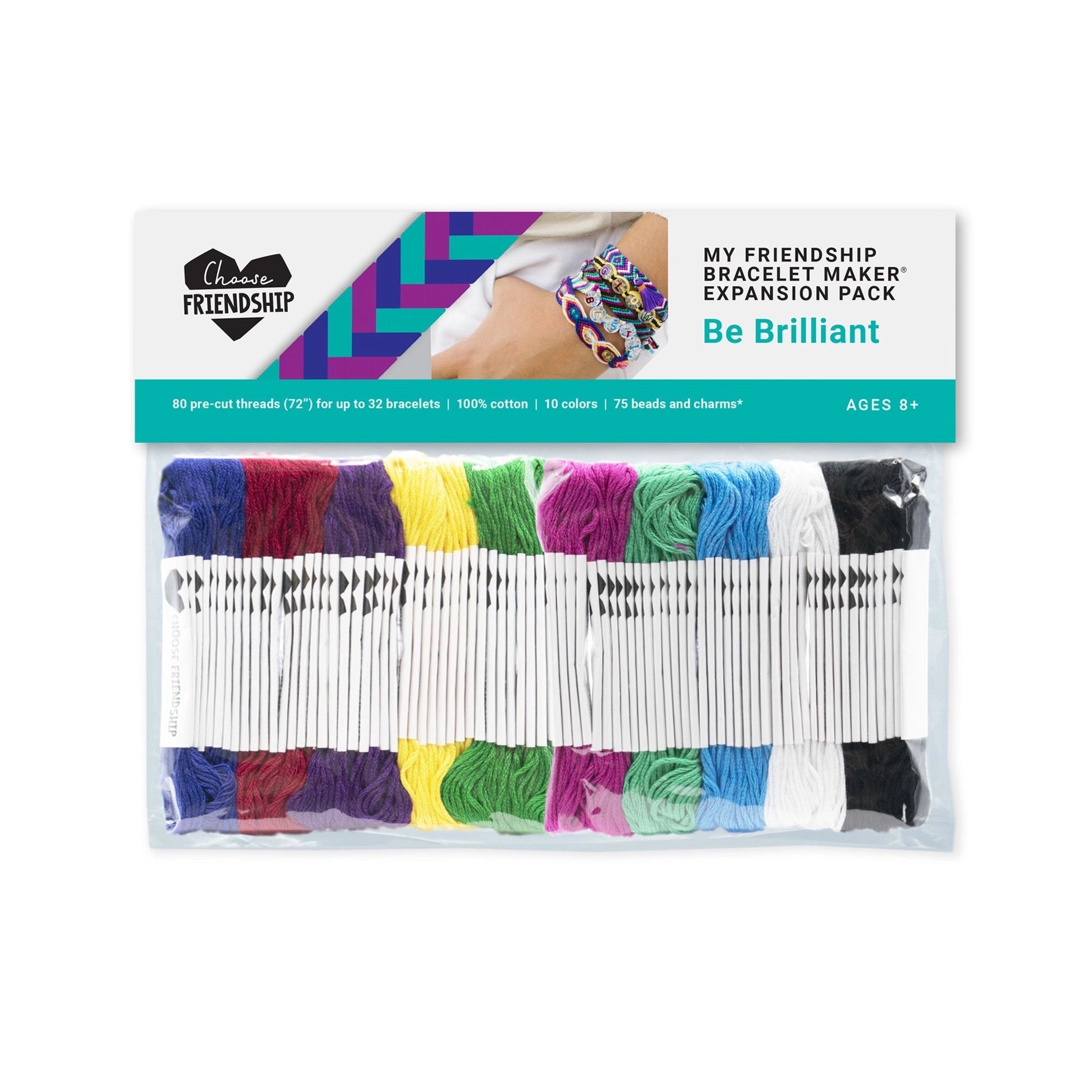 Choose Friendship, My Friendship Bracelet Maker (New and Improved), An American Original | 20 Pre-Cut Threads - Makes Up to 8 Bracelets | Craft Kit