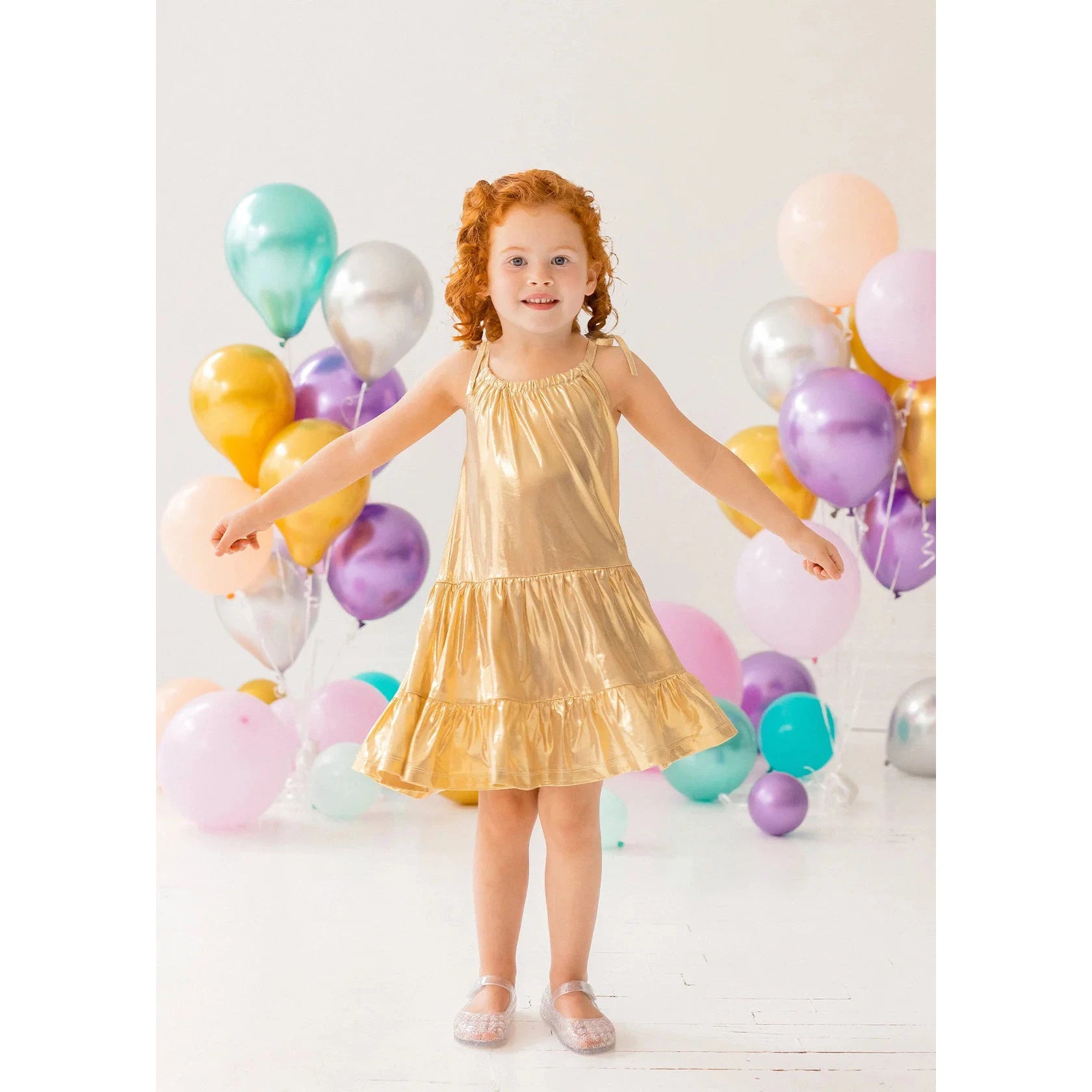 Isobella Chloe Gold Shine Bright Dress