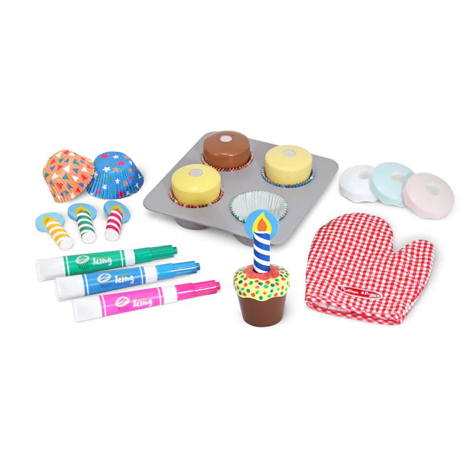 Melissa Doug Bake Decorate Wooden Cupcake Play Set