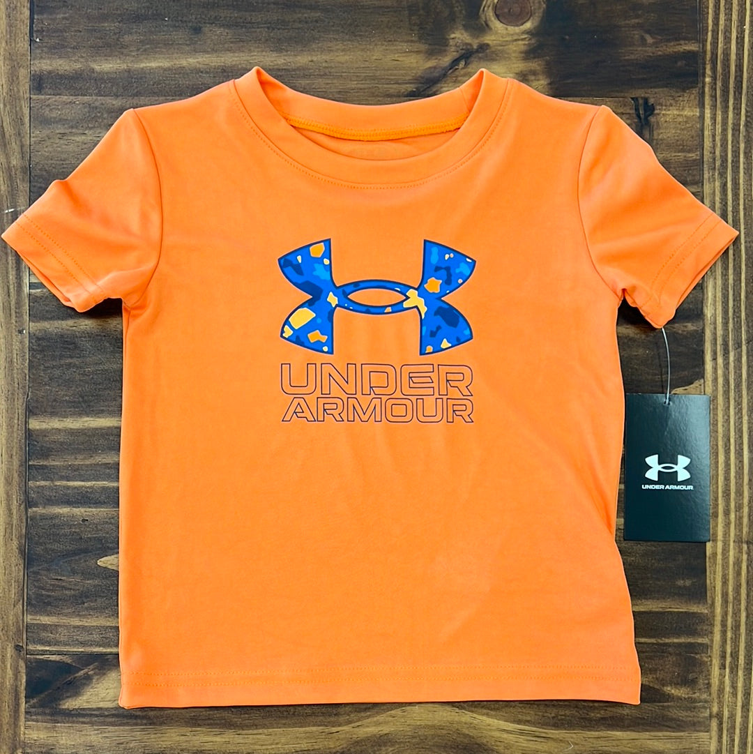 Under Armour Boy UA Camo Logo Short Sleeve Tee Atomic Orange 4T