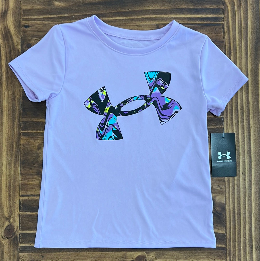 Toddler Girls Dyed Map Logo T Shirt Purple 2T Under Armour