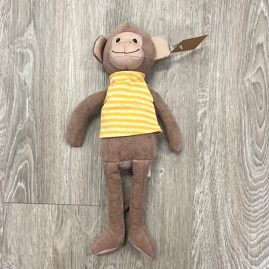 Creative Co-Op Stuffed Monkey with Orange Stripe Knit Shirt