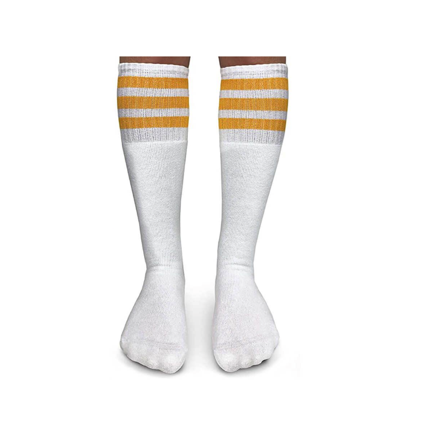 Striped White/Yellow Knee-Hi Socks