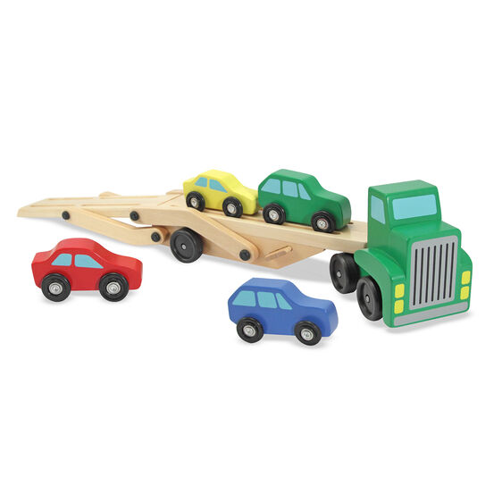 Wooden car deals transporter toy