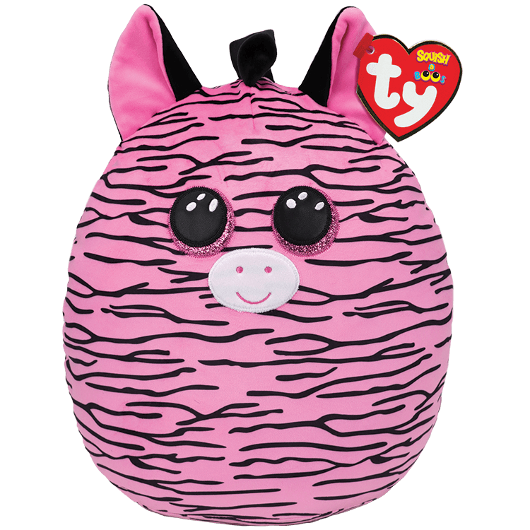 New Ty Beanie Big Eyes 6 Inch 15 CM Pink Striped Zebra Stuffed