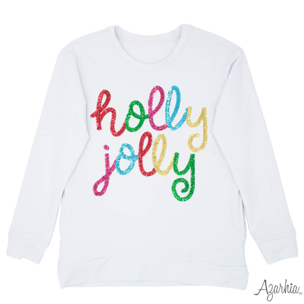 Azarhia Christmas Holly Jolly Sequins Tunic Pocket Shirt - White-AZARHIA-Little Giant Kidz