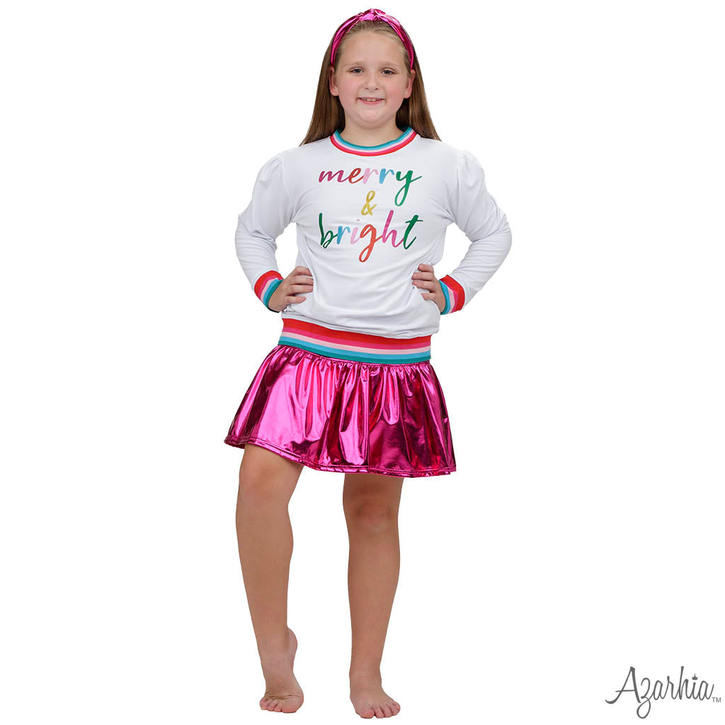 Azarhia Gathered Skort - Metallic Hot Pink-AZARHIA-Little Giant Kidz