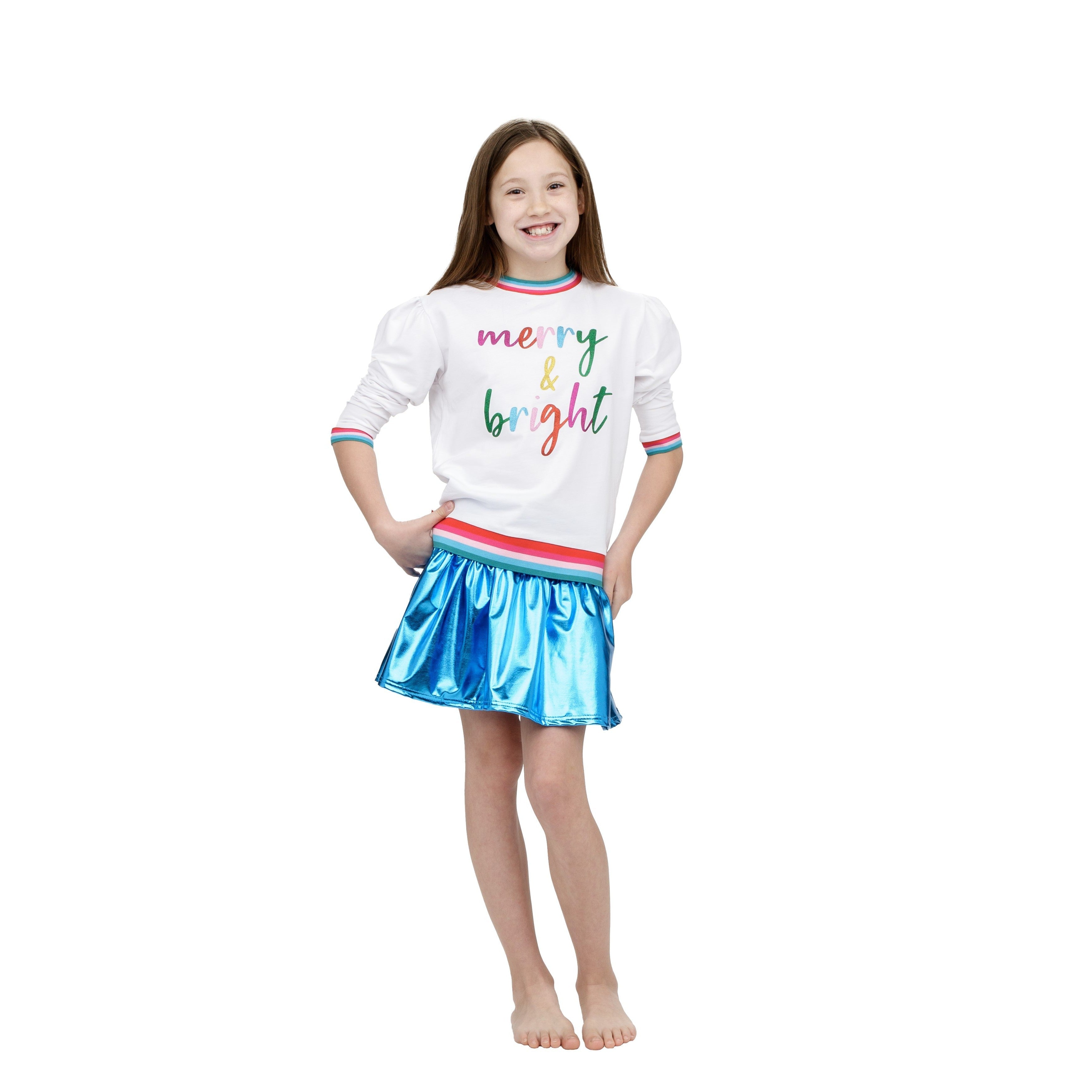 Azarhia Gathered Skort - Metallic Turquoise-AZARHIA-Little Giant Kidz