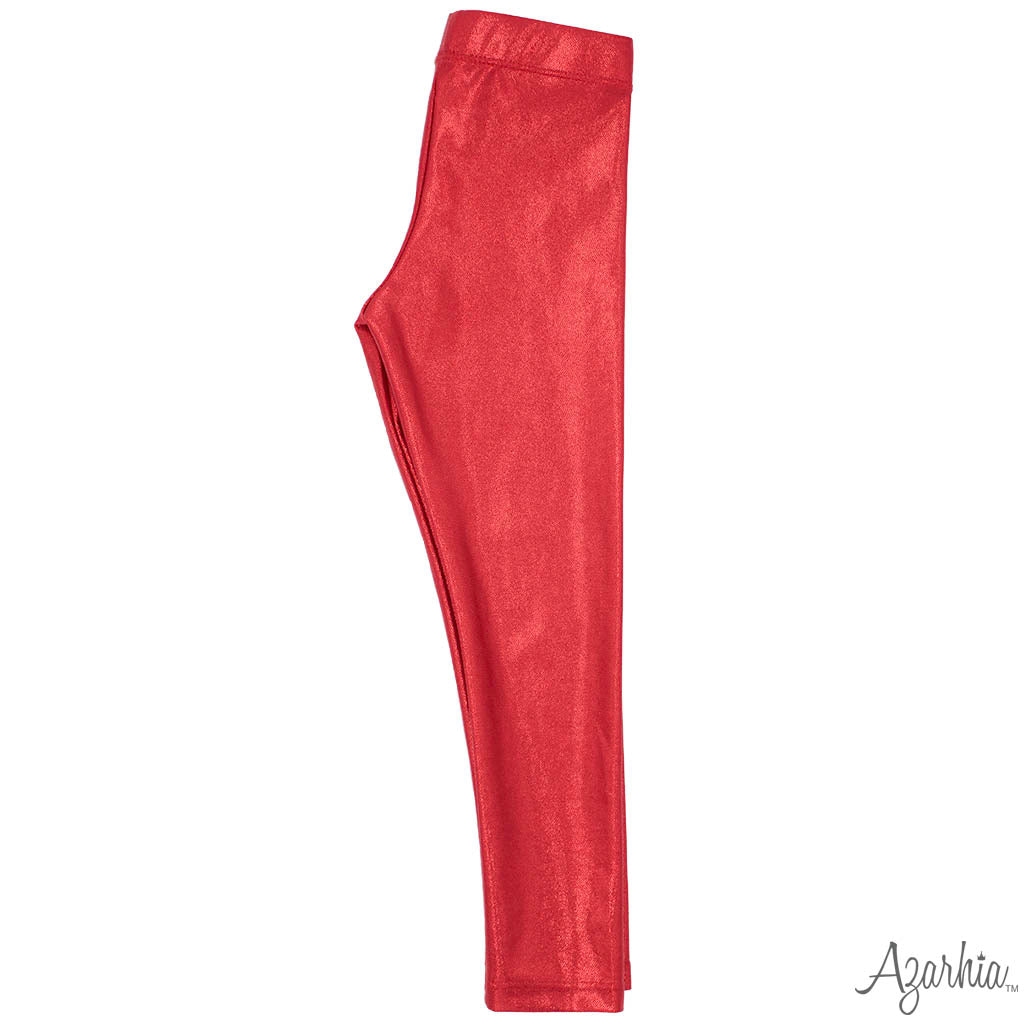 Azarhia Shimmer Leggings Red-AZARHIA-Little Giant Kidz