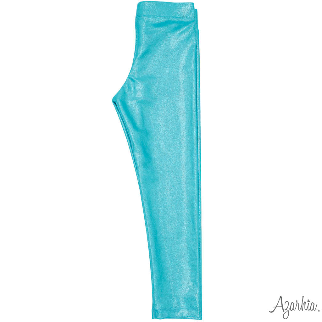 Azarhia Shimmer Leggings Turquoise-AZARHIA-Little Giant Kidz