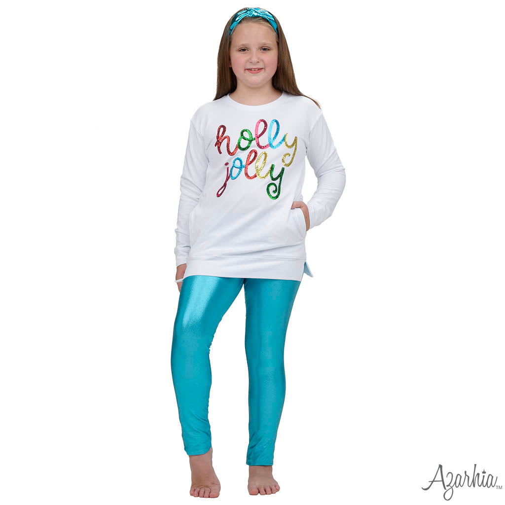 Azarhia Shimmer Leggings Turquoise-AZARHIA-Little Giant Kidz