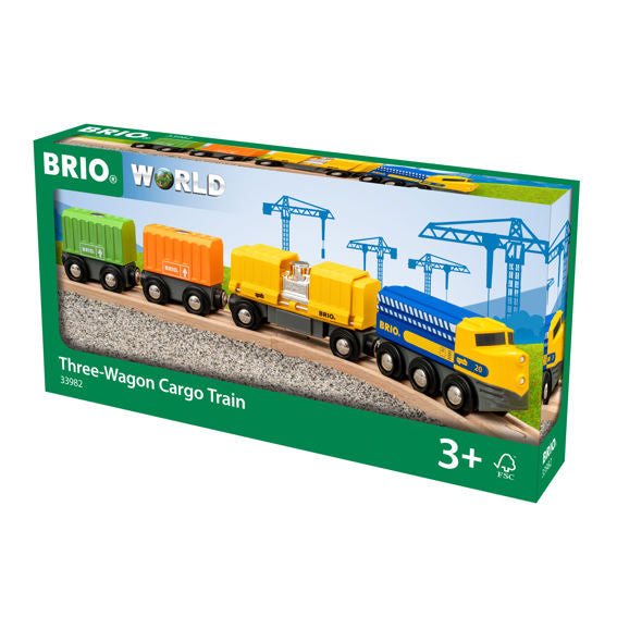 BRIO World Three-Wagon Cargo Train-BRIO-Little Giant Kidz