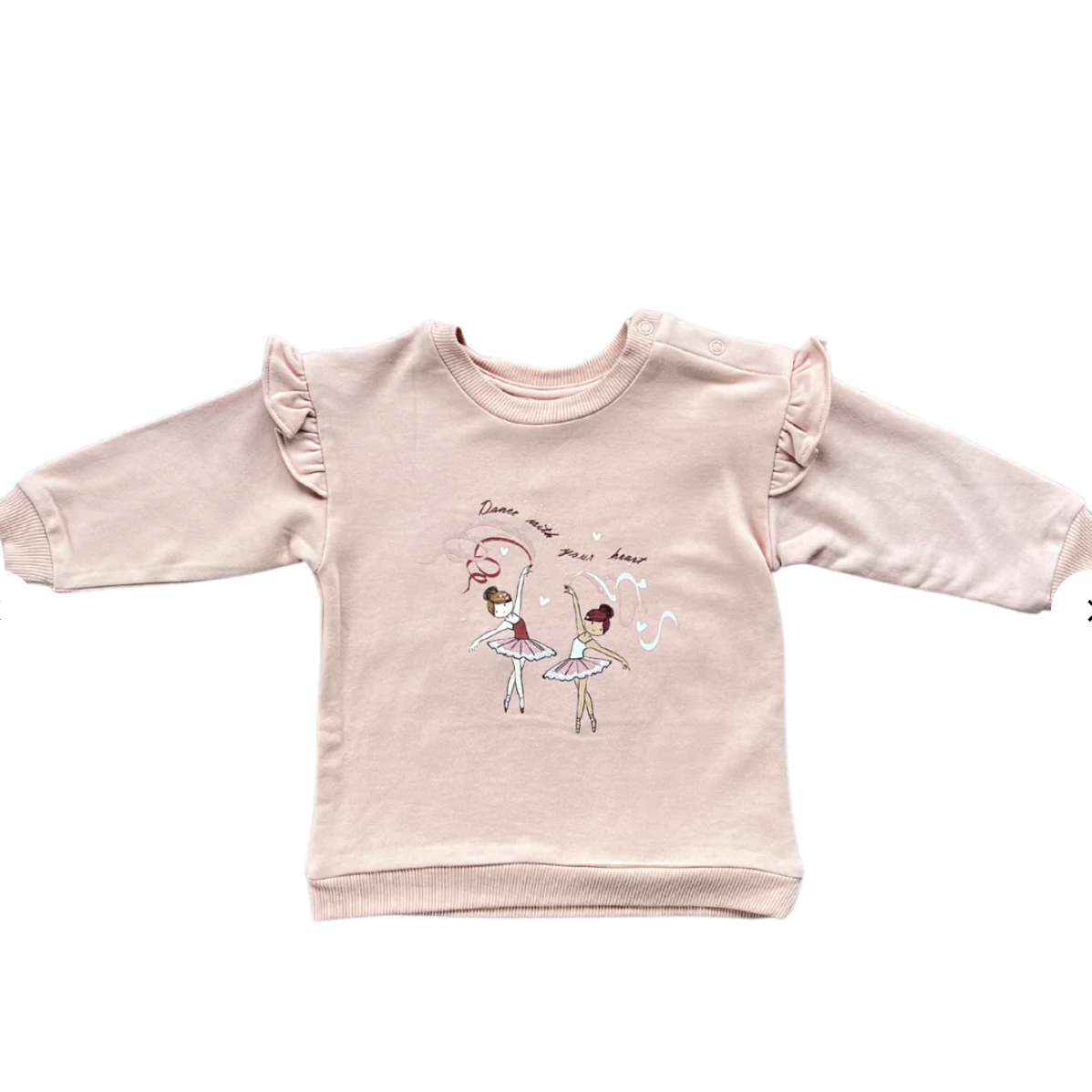 Baby Sprouts Ruffle Sweatshirt - Dance with Your Heart-Baby Sprouts-Little Giant Kidz