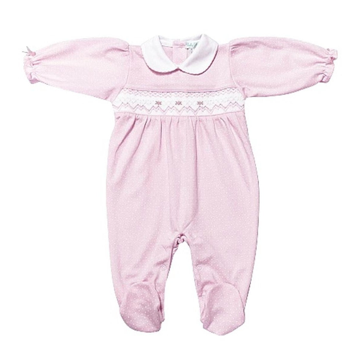 Baby Threads Pink TIny Dots Smocked Footie-BABY THREADS-Little Giant Kidz