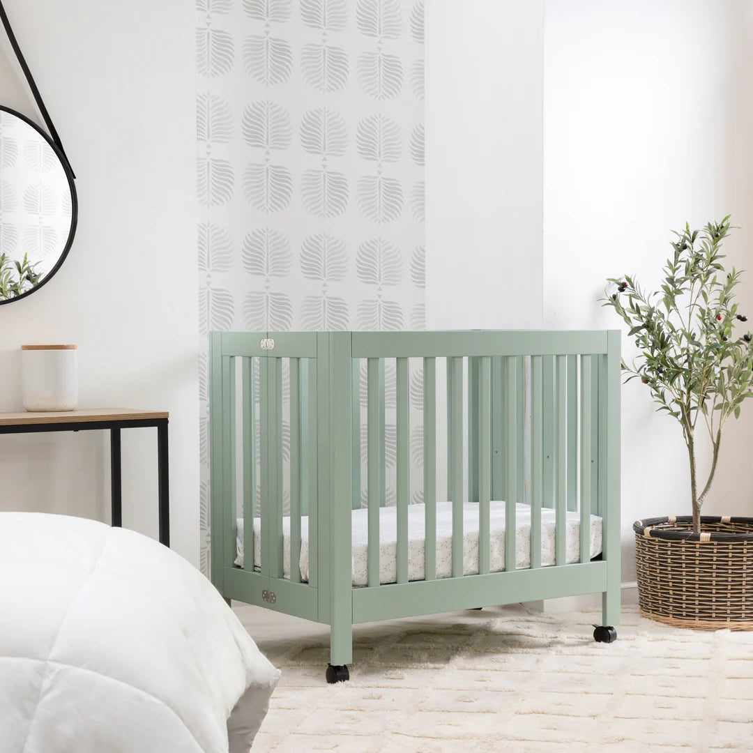 Babyletto Origami Mini Crib - Light Sage-BABYLETTO-Little Giant Kidz