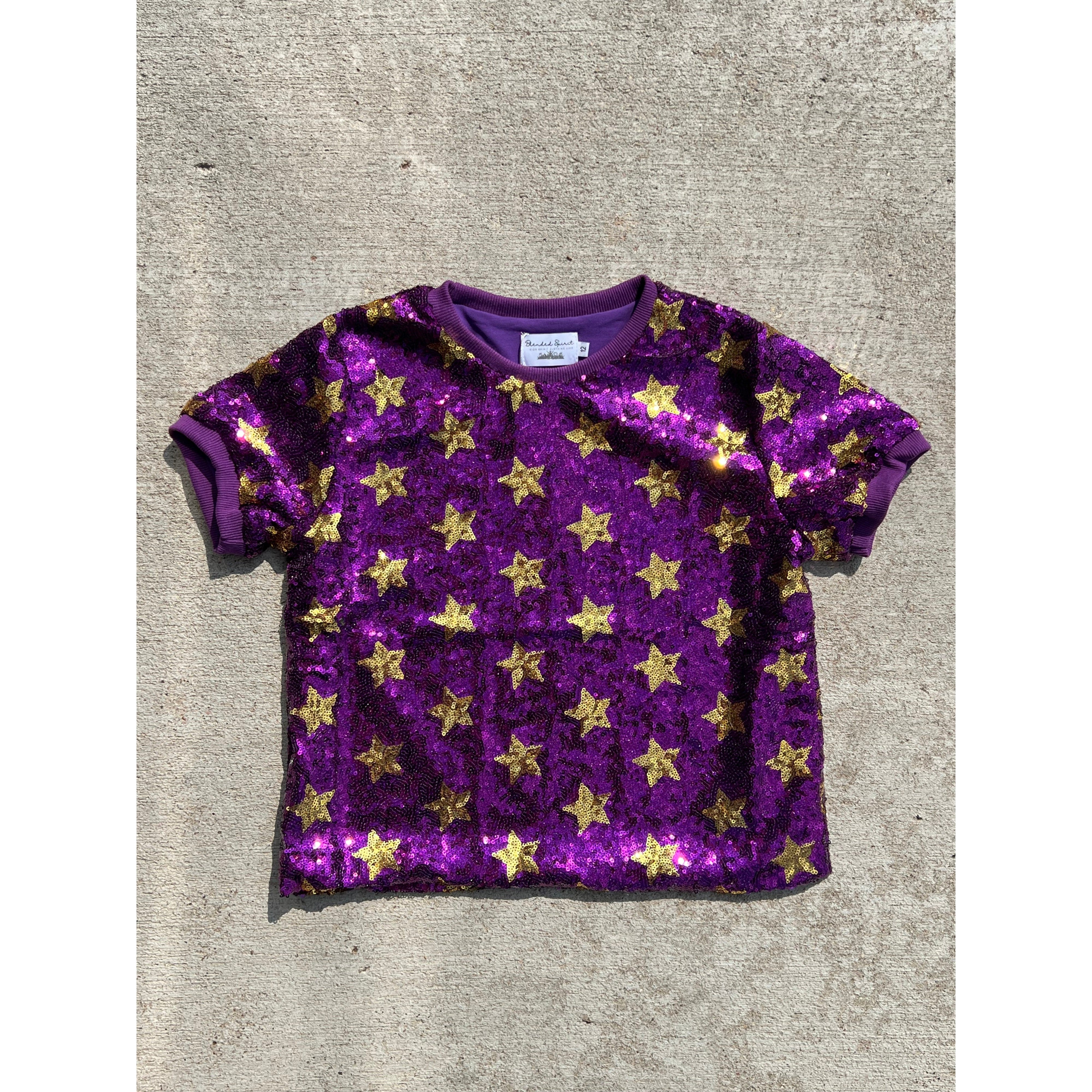 Blended Spirit Purple & Gold Stars Top-Blended Spirit-Little Giant Kidz