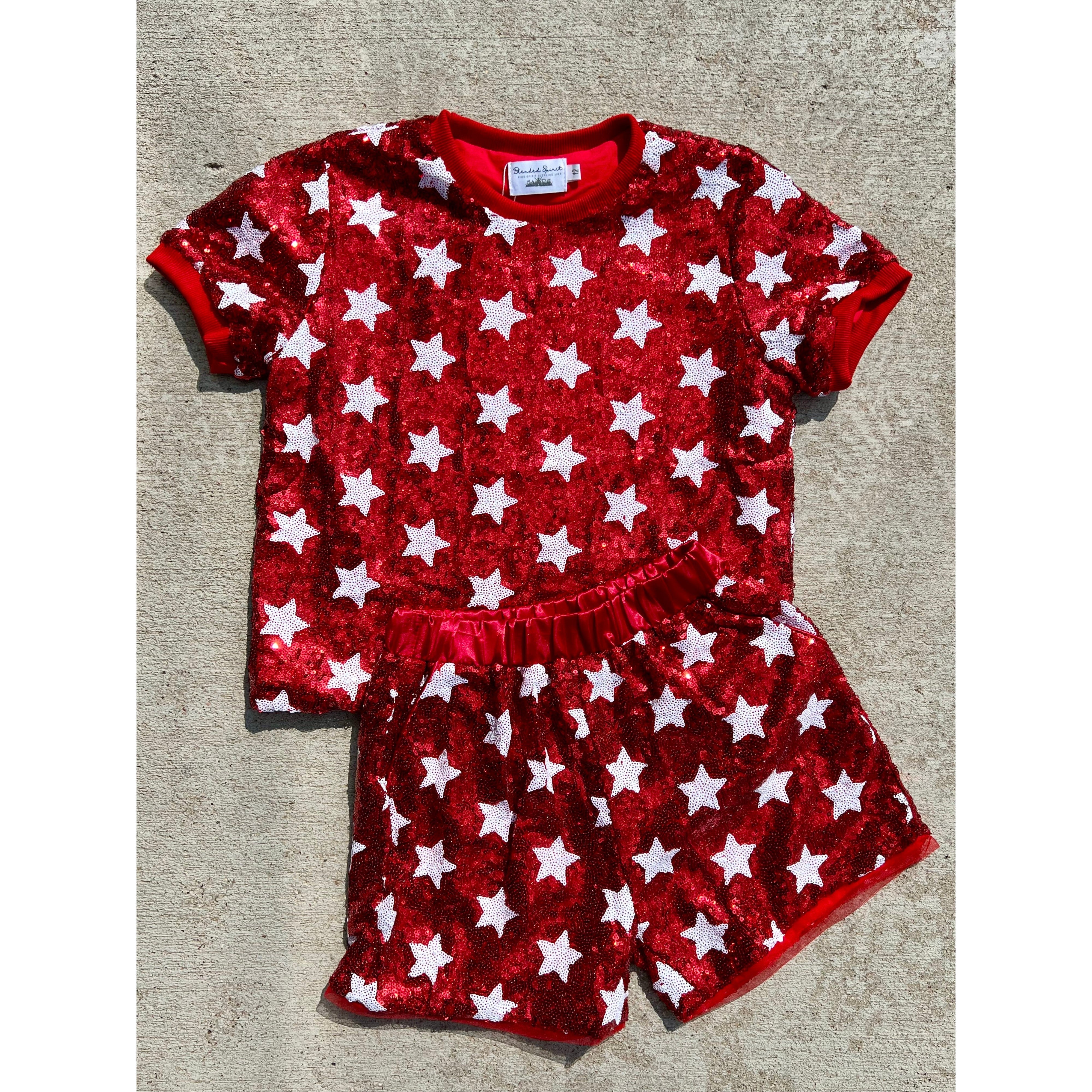 Blended Spirit Red & White Stars Shorts-Blended Spirit-Little Giant Kidz