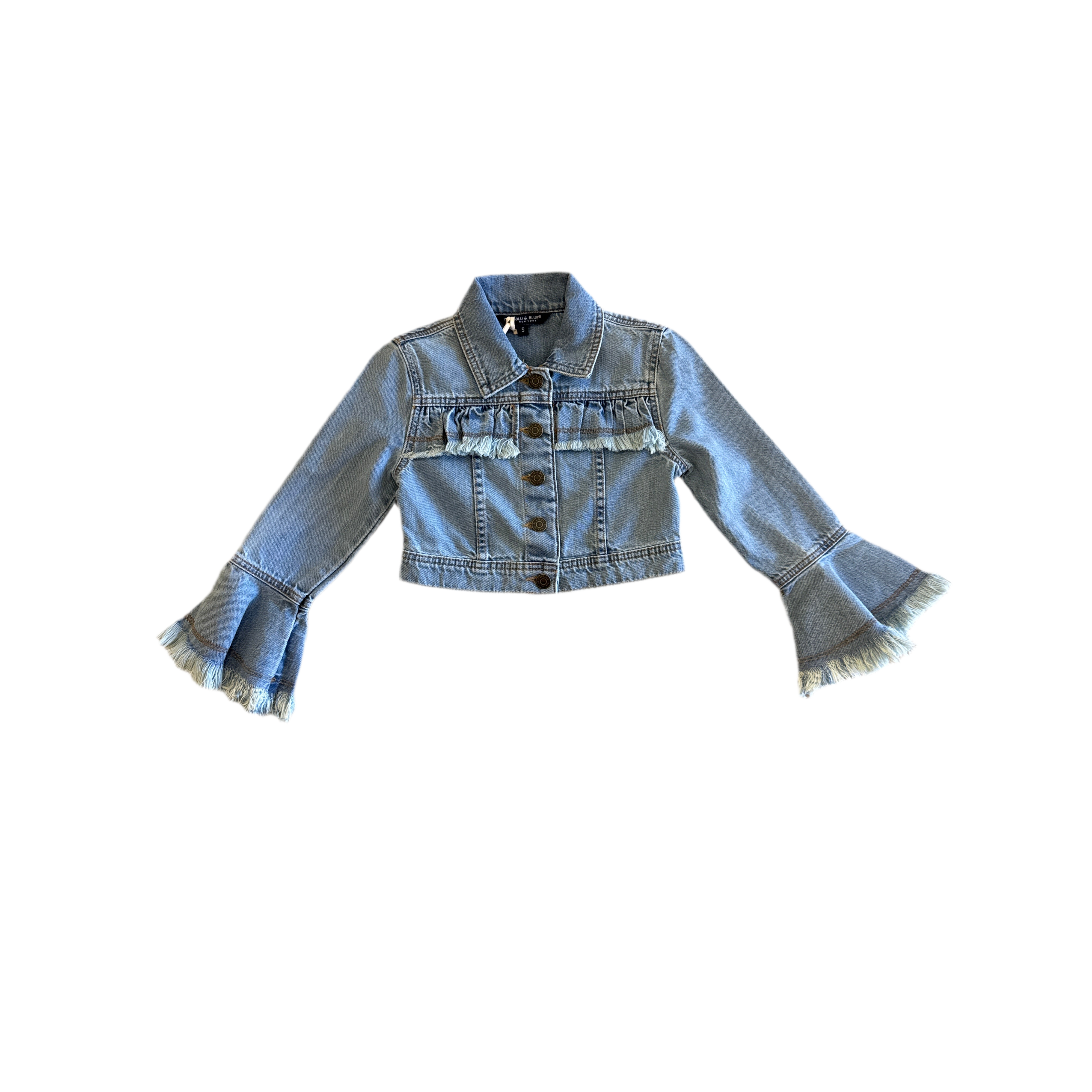 Blu & Blue Besty Cropped Denim Jacket-BLU & BLUE-Little Giant Kidz