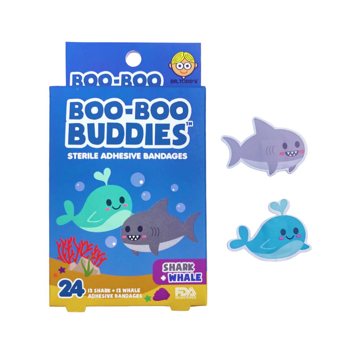 Boo-Boo Buddies Sterile Adhesive Bandages - Shark + Whale