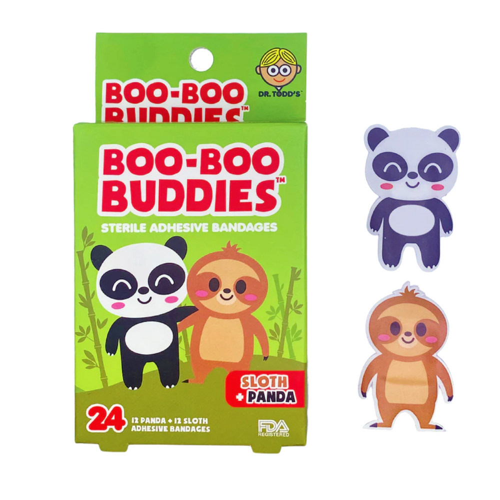 Boo-Boo Buddies Sterile Adhesive Bandages - Sloth + Panda