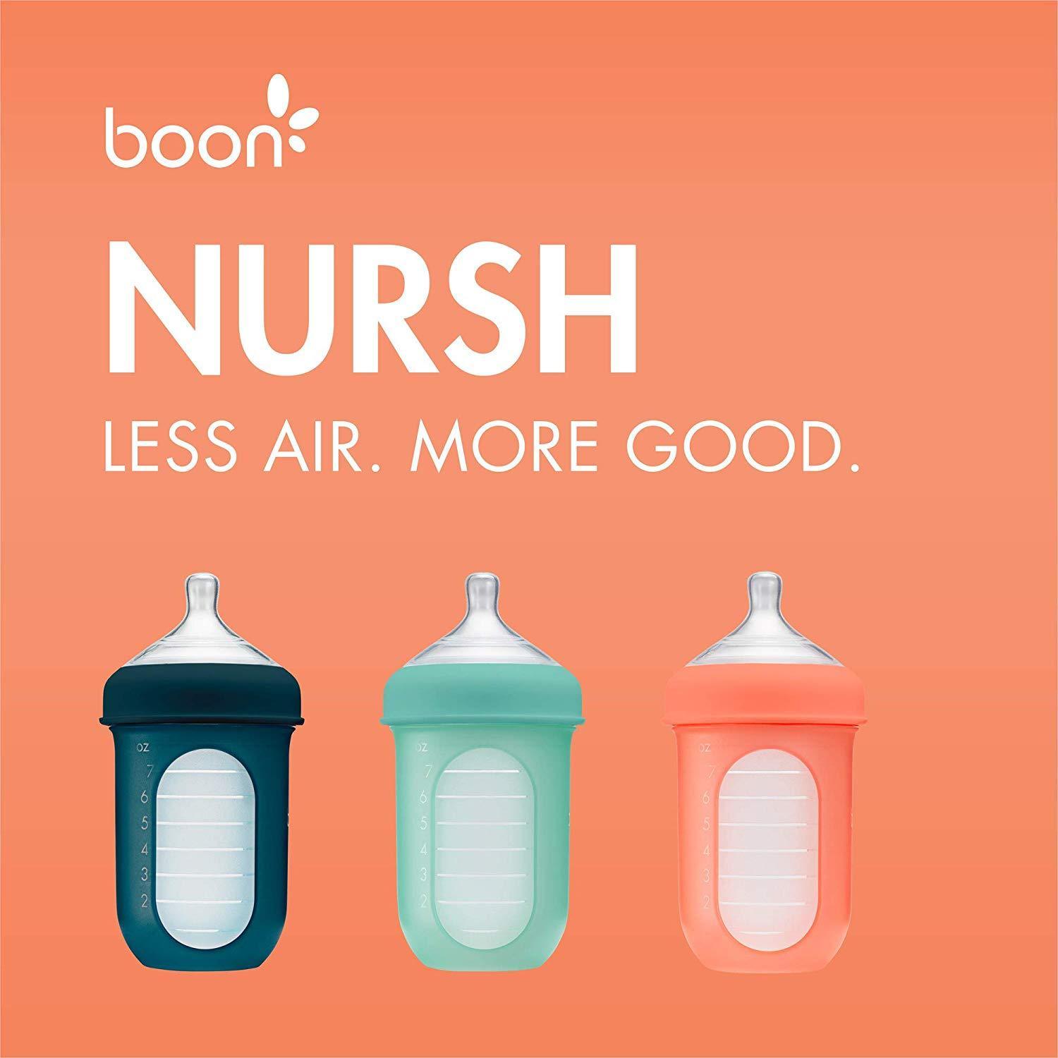 Boon NURSH Silicone Pouch Bottle 8 oz (3-Pack) - Mint/Cantaloupe/Navy-BOON-Little Giant Kidz