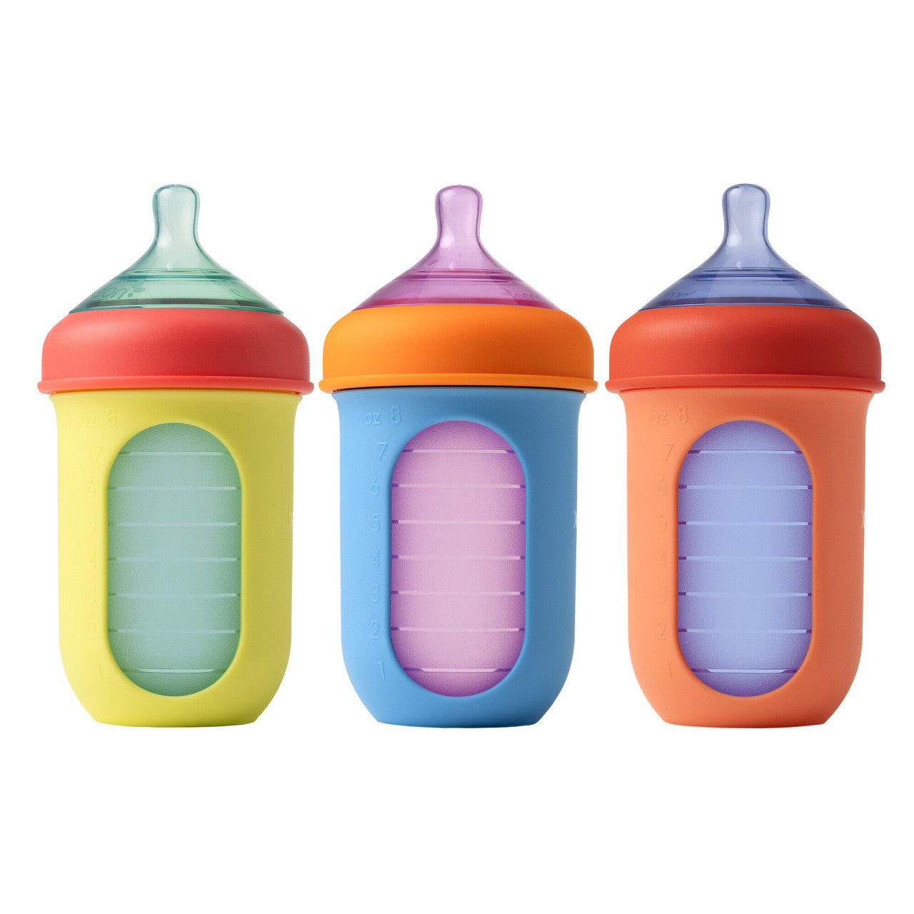 Boon NURSH Silicone Pouch Bottle 8oz (3-Pack) - Colorblock-BOON-Little Giant Kidz