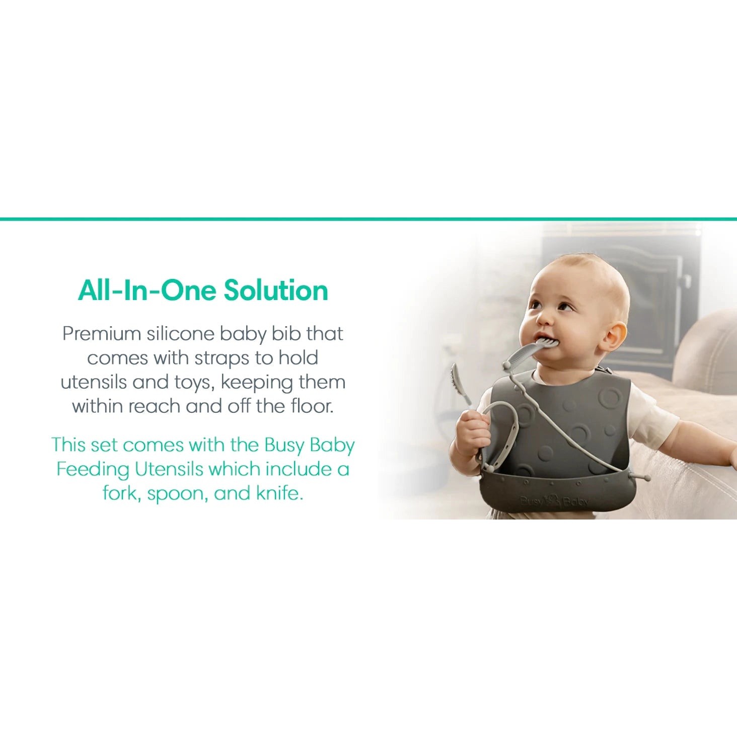 Busy Baby Bungee Bib, Utensil Set & Tether System - Spearmint-BUSY BABY-Little Giant Kidz