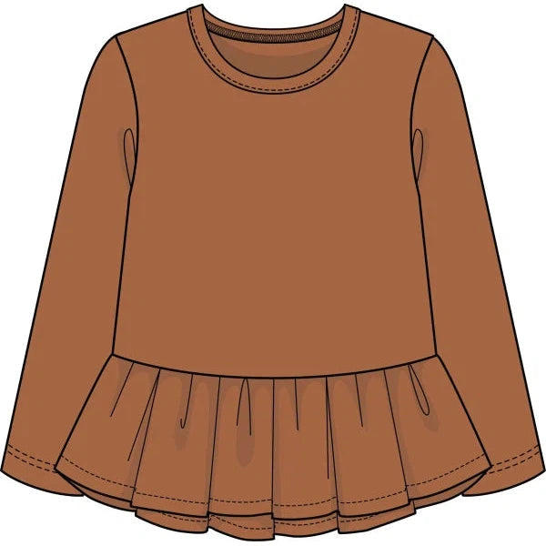 CR Kids Basic Peplum Caramel Top-CR KIDS-Little Giant Kidz