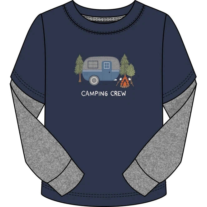 CR Sports Navy Camping Crew Applique Long Sleeve Top-CR SPORTS-Little Giant Kidz