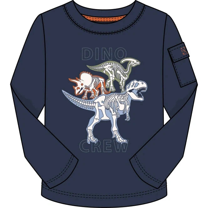 CR Sports Navy Dino Crew Long Sleeve Top-CR SPORTS-Little Giant Kidz