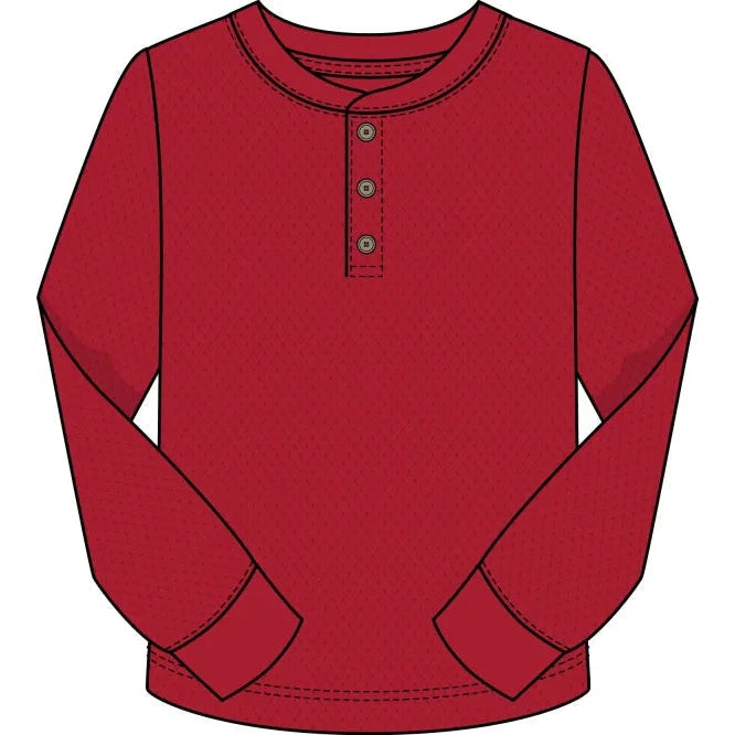 CR Sports Red Basic Thermal Henley Top-CR SPORTS-Little Giant Kidz