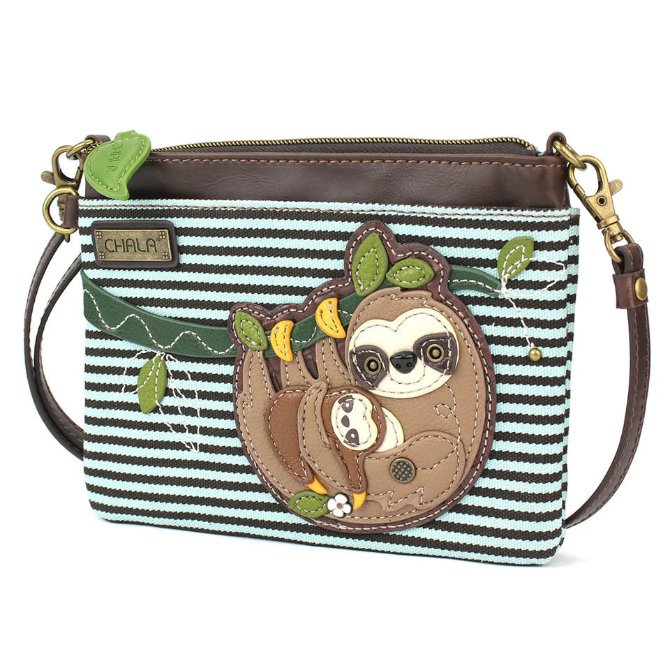 Chala Mini Crossbody - Sloth Family (Blue Stripe)-Chala Group-Little Giant Kidz