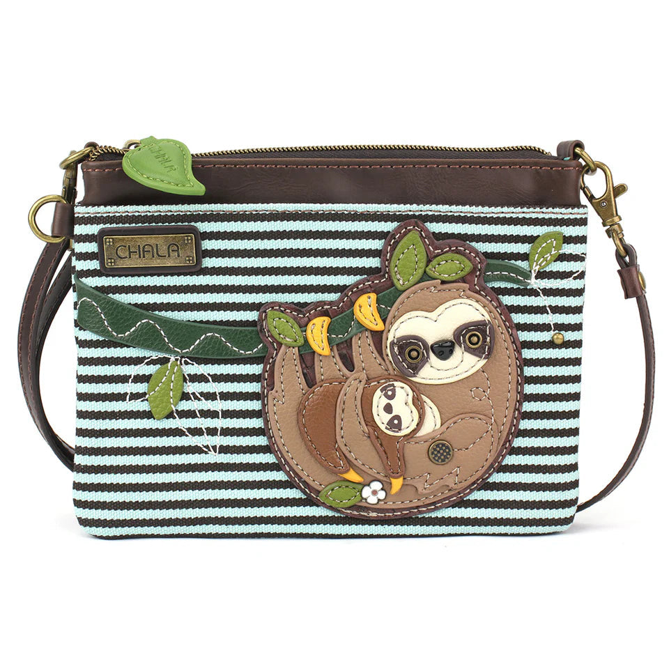 Chala Mini Crossbody - Sloth Family (Blue Stripe)-Chala Group-Little Giant Kidz