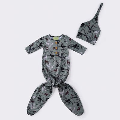 Clover Hunt Scope Baby Knotted Gown-Clover Cottage-Little Giant Kidz