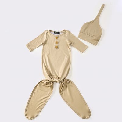 Clover Sand Baby Knotted Gown-Clover Cottage-Little Giant Kidz