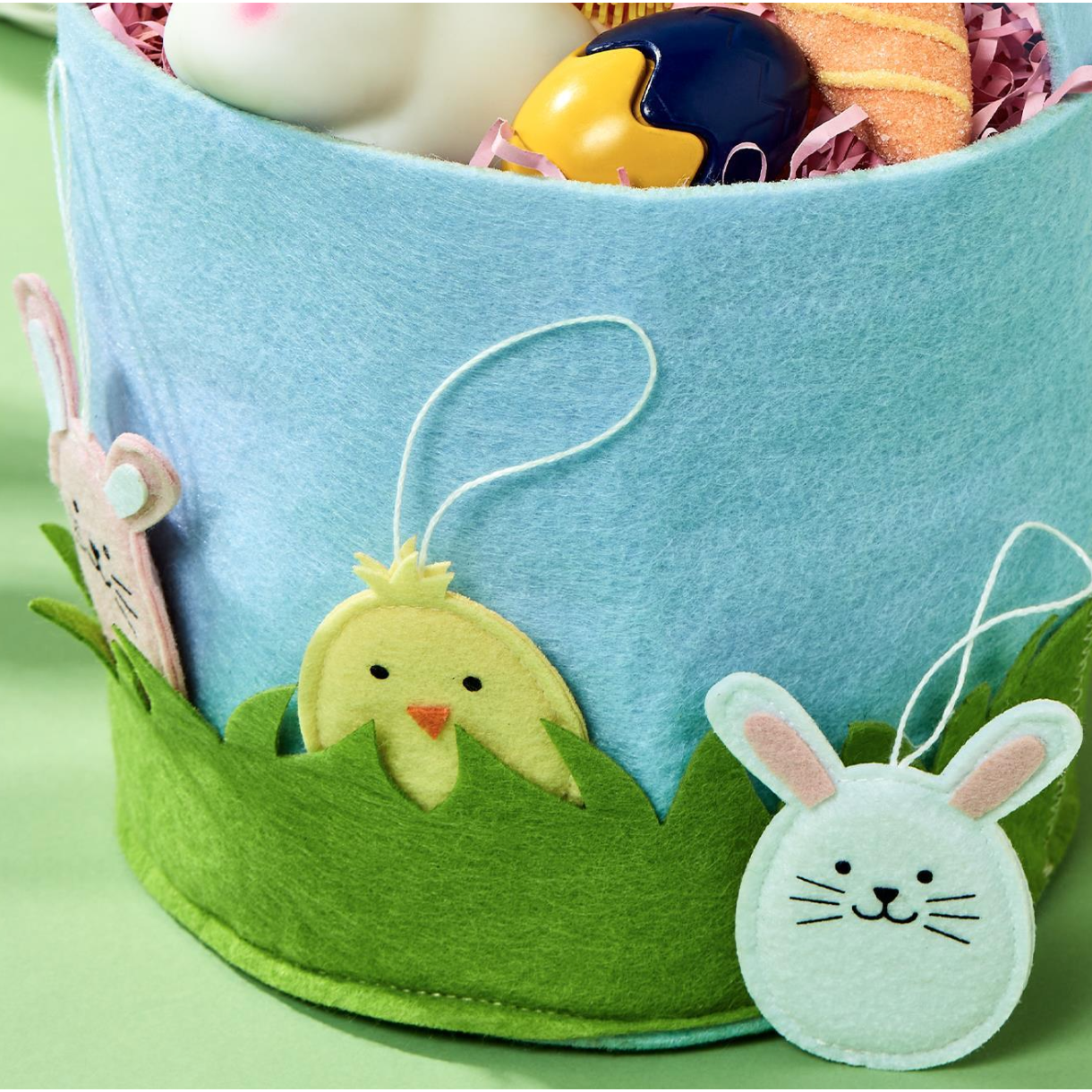 Cupcakes & Cartwheels Egg Hunt Hand-Crafted Felt Easter Basket with 3 Peaking Egg Ornaments-CUPCAKES & CARTWHEELS-Little Giant Kidz