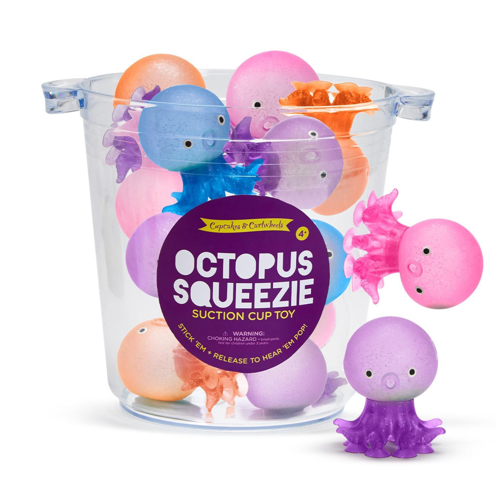 Cupcakes & Cartwheels Tentacool Glitter Octopus Squeezie-CUPCAKES & CARTWHEELS-Little Giant Kidz