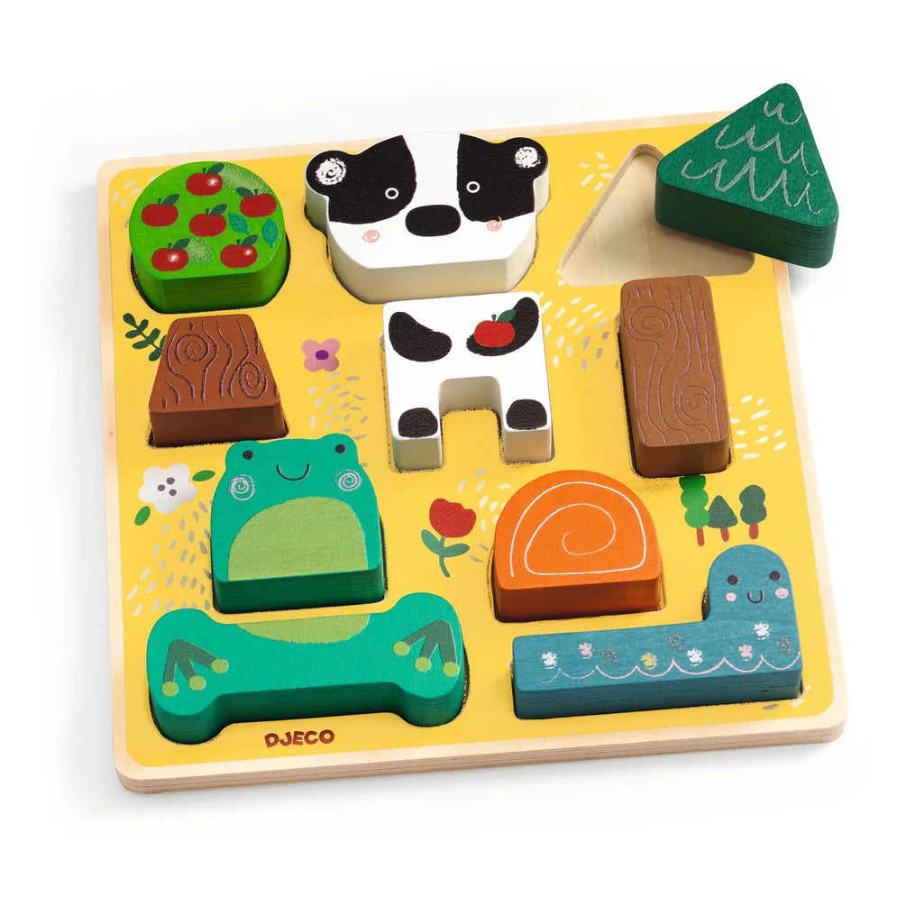 DJECO Puzz and Match Happy Wooden Puzzle-DJECO-Little Giant Kidz