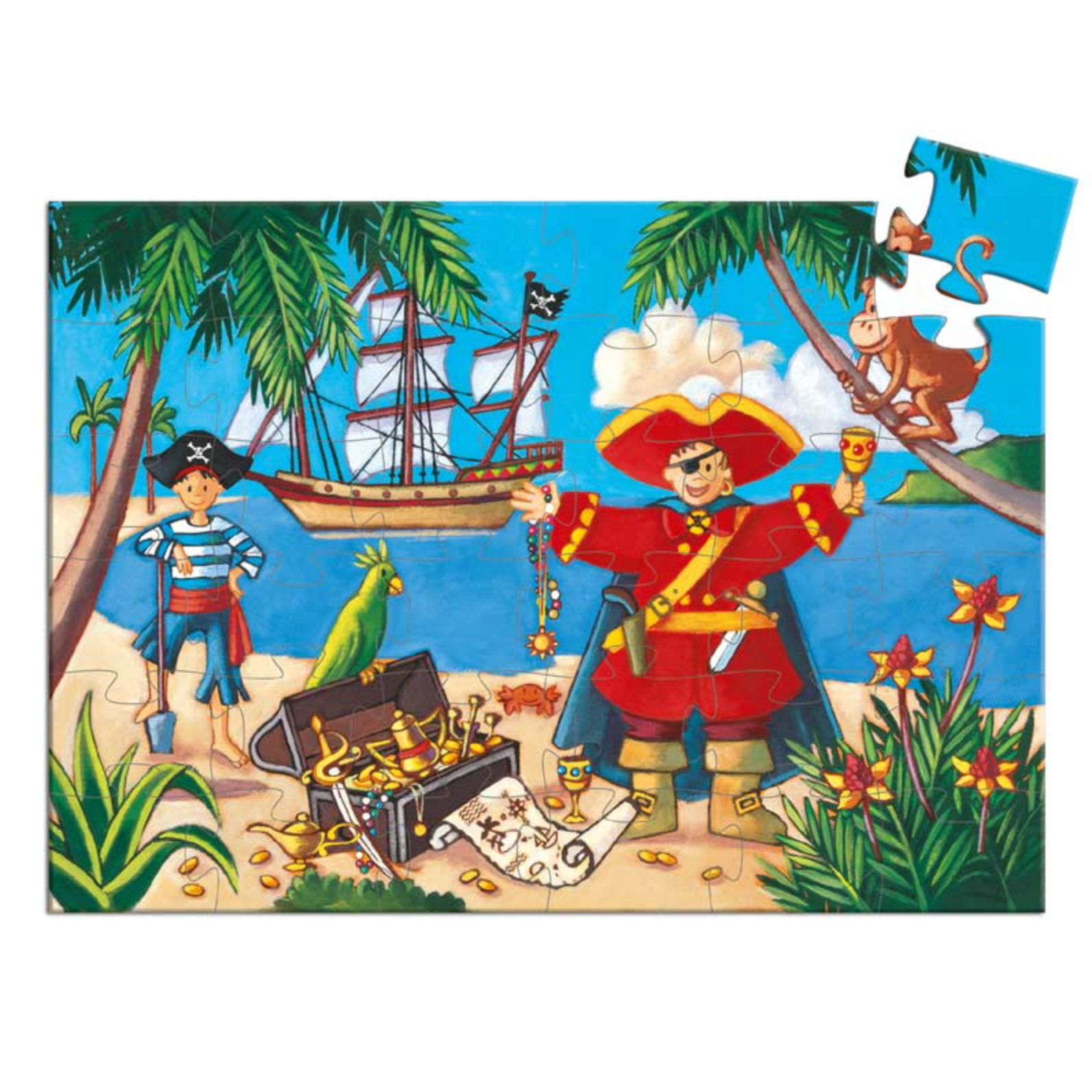 DJECO Silhouette Puzzle - Pirate & Treasure (36 Pieces)-DJECO-Little Giant Kidz