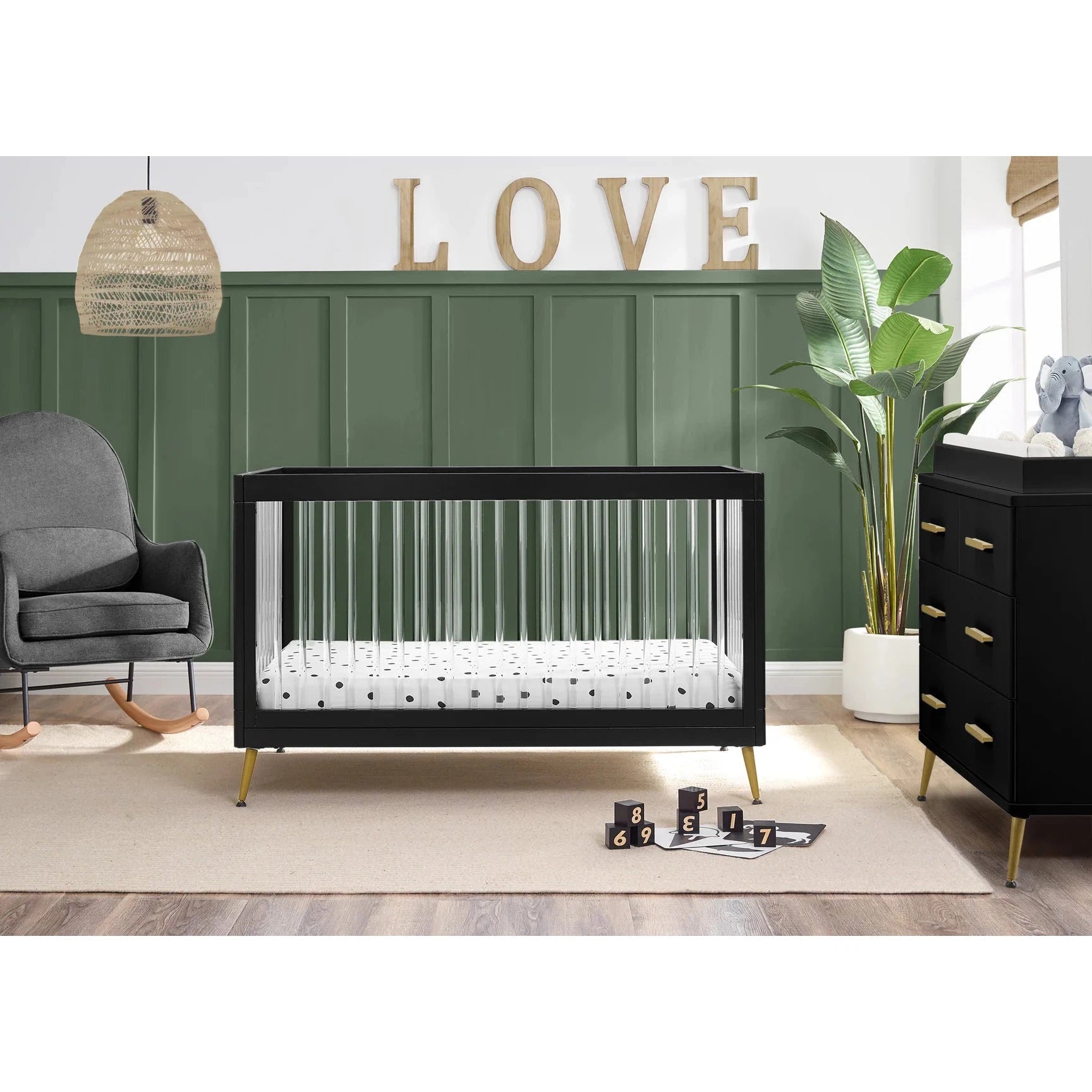 Delta Sloane 4-in-1 Acrylic Crib - Black with Melted Bronze-DELTA-Little Giant Kidz