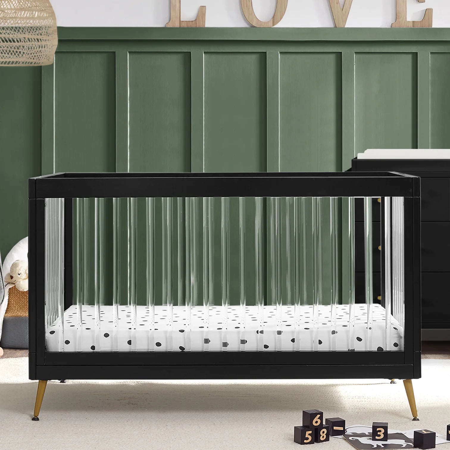 Delta Sloane 4-in-1 Acrylic Crib - Black with Melted Bronze-DELTA-Little Giant Kidz