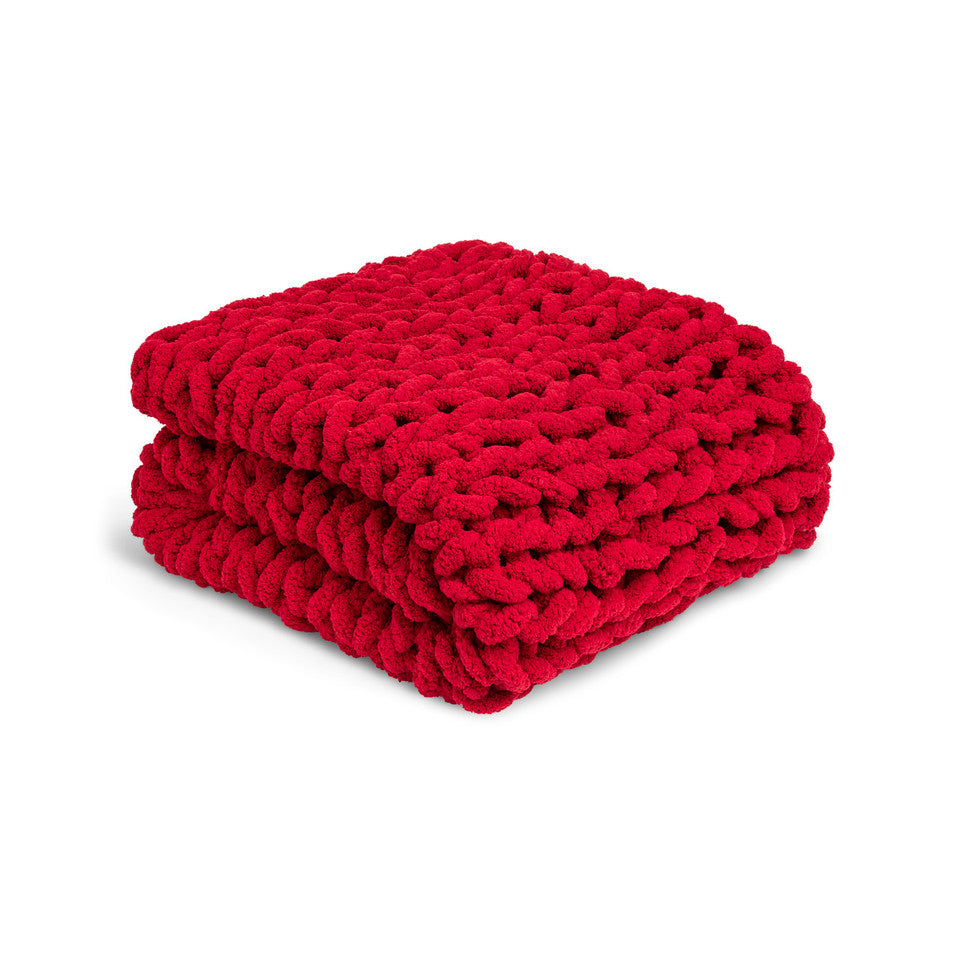 Demdaco Chunky Knit Throw Blanket - Cranberry-DEMDACO-Little Giant Kidz