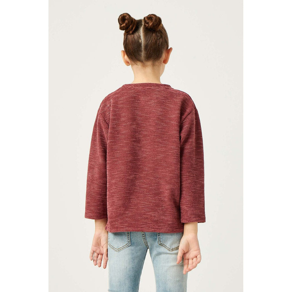 Hayden Girls Mauve Textured Waffle Chenille Long Sleeve Top-HAYDEN GIRLS-Little Giant Kidz