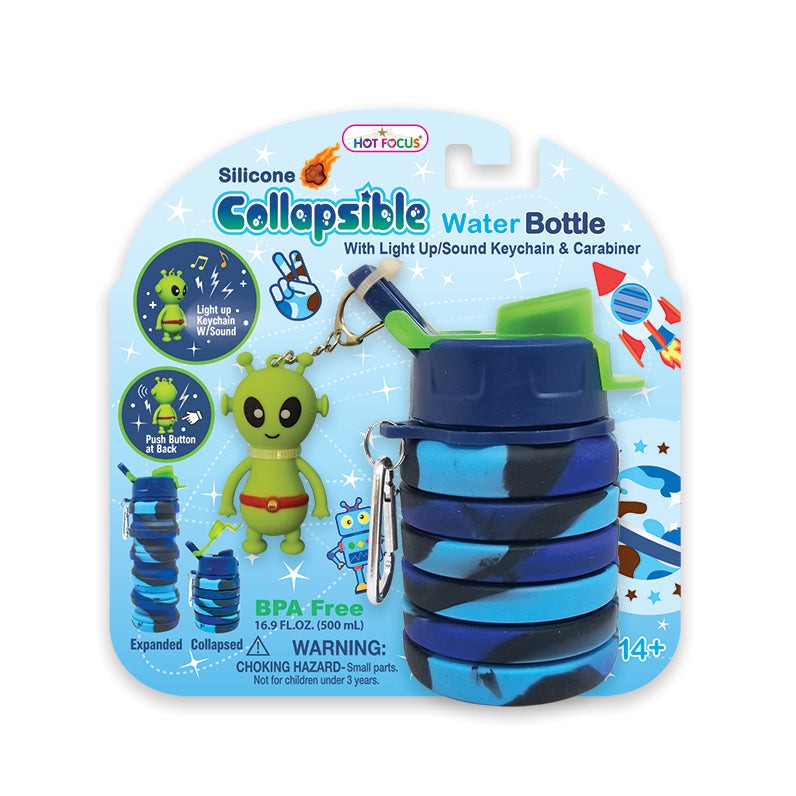 Hot Focus Silicone Collapsible Water Bottle - Blue Camo-HOT FOCUS-Little Giant Kidz