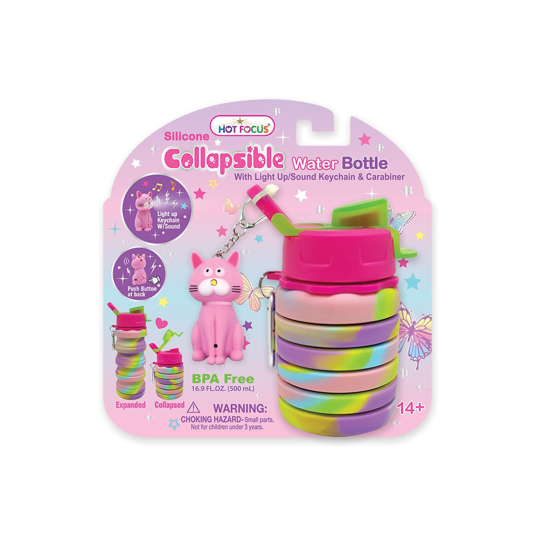 Hot Focus Silicone Collapsible Water Bottle - Tie Dye Butterfly-HOT FOCUS-Little Giant Kidz