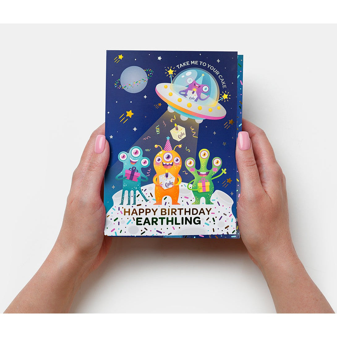 InstaCake Alien Birthday Cake Card - Star Sprinkles Vanilla-InstaCake Cards-Little Giant Kidz