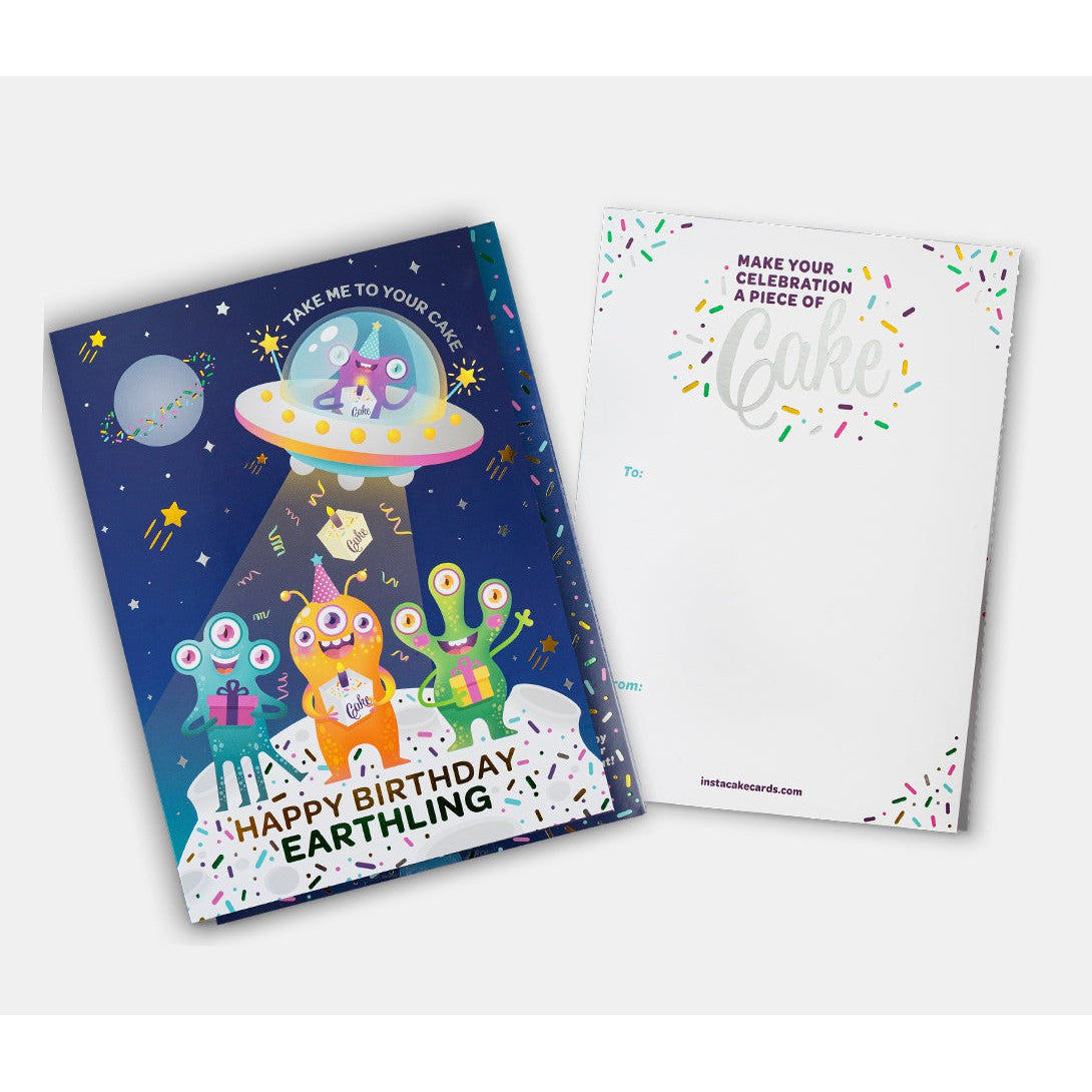 InstaCake Alien Birthday Cake Card - Star Sprinkles Vanilla-InstaCake Cards-Little Giant Kidz