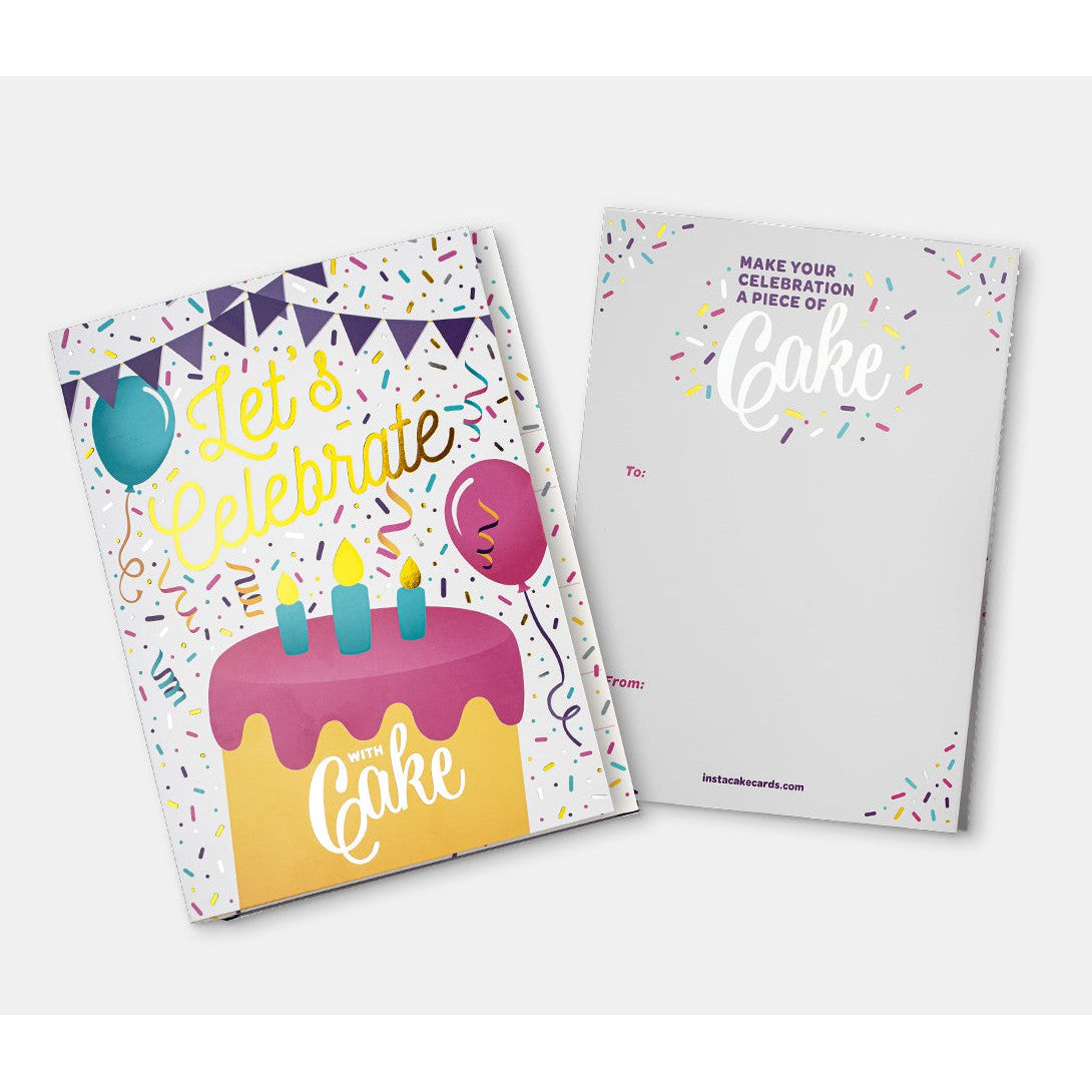 InstaCake Let's Celebrate Cake Card Gold - Confetti Vanilla-InstaCake Cards-Little Giant Kidz