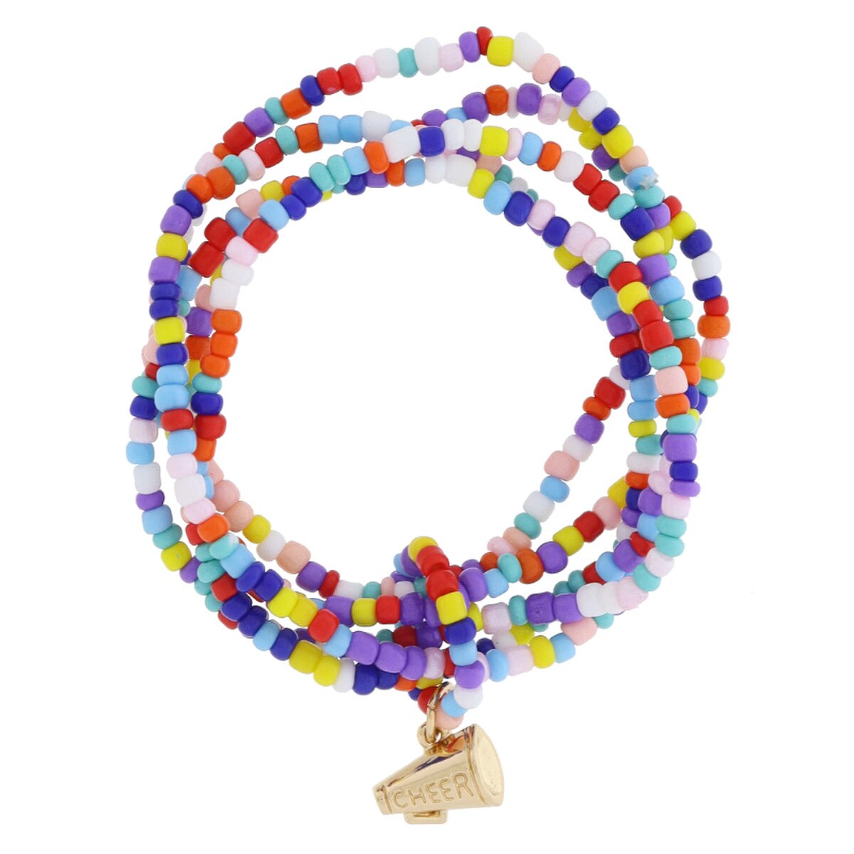 Jane Marie 5 Strand Multi Beaded with Beaded Ring and Gold Cheer Megaphone Charm-JANE MARIE-Little Giant Kidz