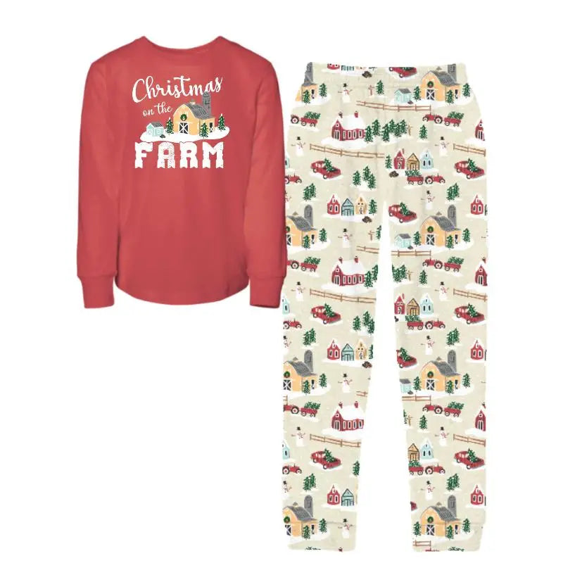 Jane Marie Christmas on the Farm Kids Jammie Jogger Pant Set-JANE MARIE-Little Giant Kidz